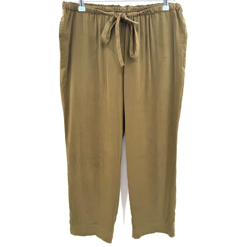 ANTHROPOLOGIE | E BY ELOISE Olive Green Lightweight Pull On Crop Pants Size M
